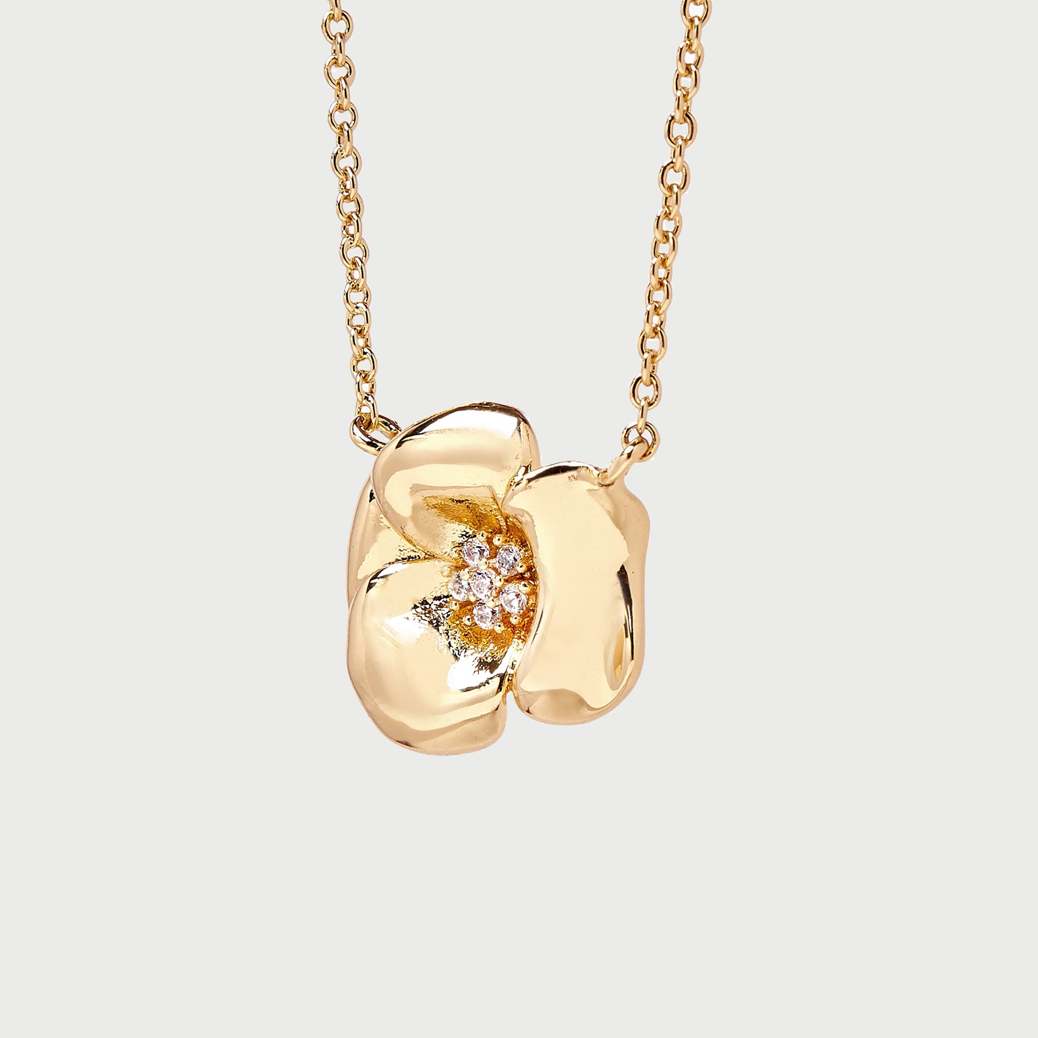 Lulu Flower Pendant Necklace in Gold and Crystals